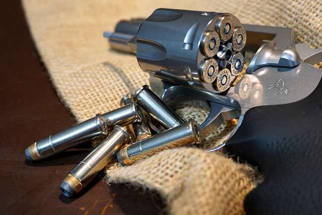 The gun and bullets. 